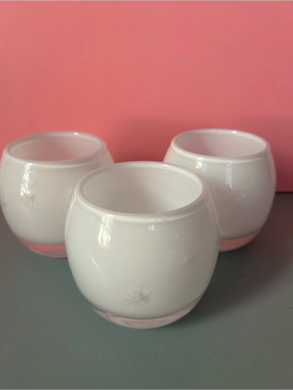 White Ceramic Round Votive Holders (Set of 3)